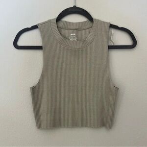 Aerie Sage Green ribbed cropped tank top